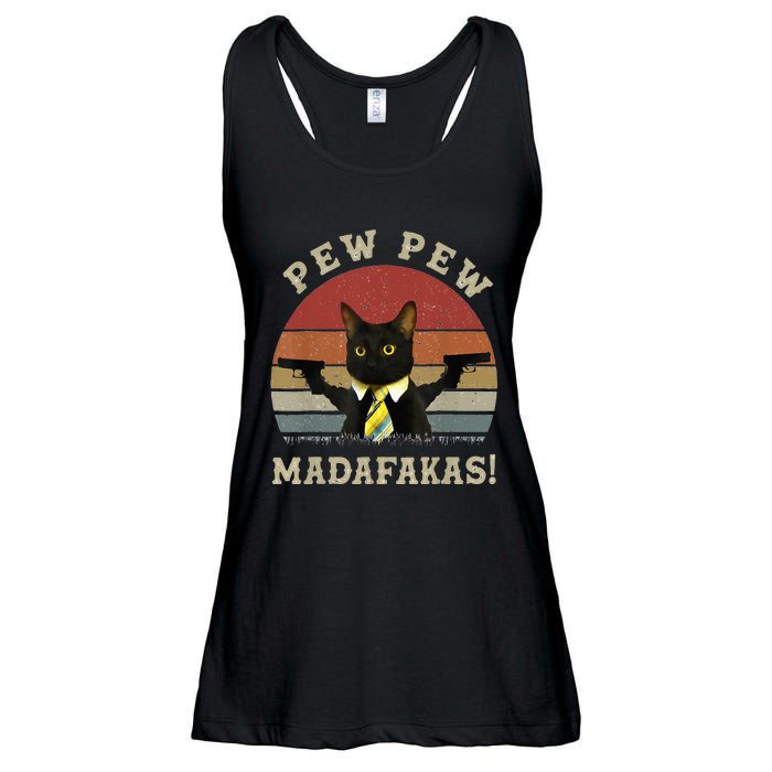 Cat Vintage PewPewPew Madafakas Cat Crazy Pew Vintage Ladies Essential Flowy Tank