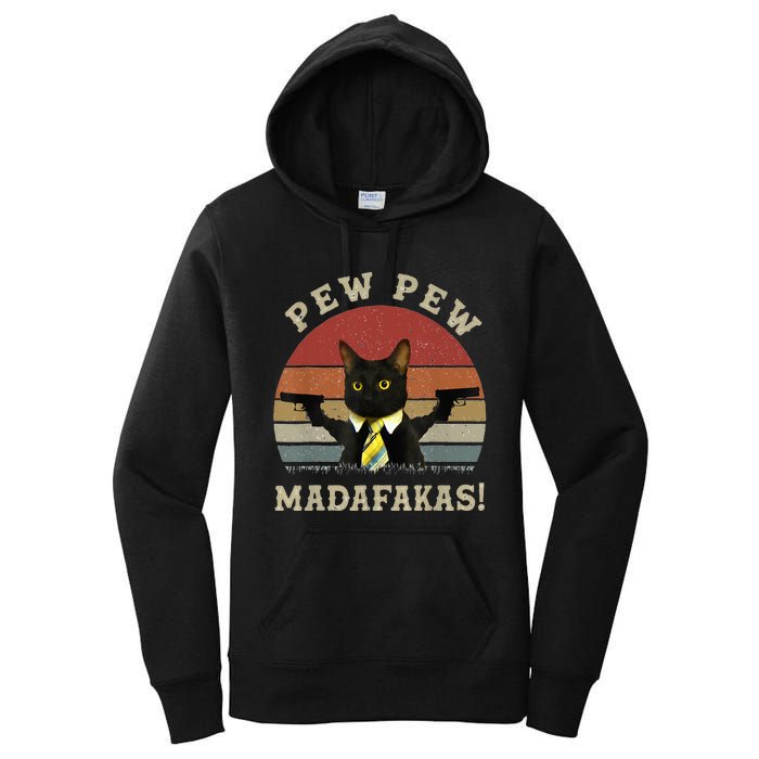 Cat Vintage PewPewPew Madafakas Cat Crazy Pew Vintage Women's Pullover Hoodie