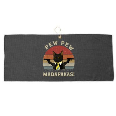 Cat Vintage PewPewPew Madafakas Cat Crazy Pew Vintage Large Microfiber Waffle Golf Towel