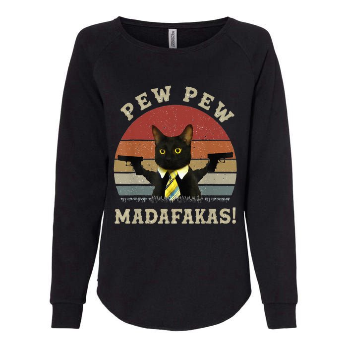 Cat Vintage PewPewPew Madafakas Cat Crazy Pew Vintage Womens California Wash Sweatshirt