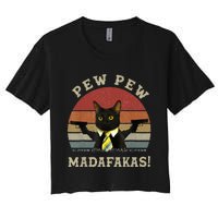 Cat Vintage PewPewPew Madafakas Cat Crazy Pew Vintage Women's Crop Top Tee