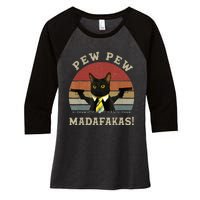 Cat Vintage PewPewPew Madafakas Cat Crazy Pew Vintage Women's Tri-Blend 3/4-Sleeve Raglan Shirt