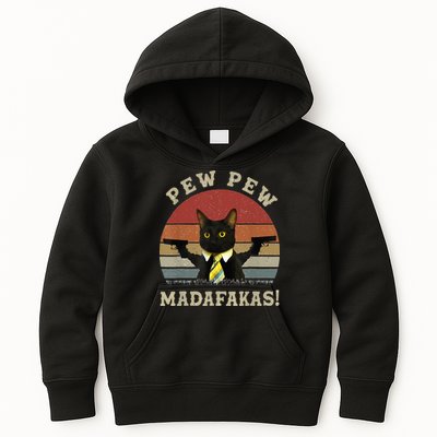 Cat Vintage PewPewPew Madafakas Cat Crazy Pew Vintage Kids Hoodie