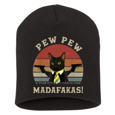 Cat Vintage PewPewPew Madafakas Cat Crazy Pew Vintage Short Acrylic Beanie