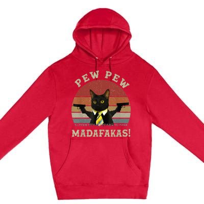 Cat Vintage PewPewPew Madafakas Cat Crazy Pew Vintage Premium Pullover Hoodie