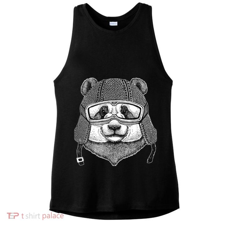 Cool Vintage Panda Aviator Pilot Ladies PosiCharge Tri-Blend Wicking Tank