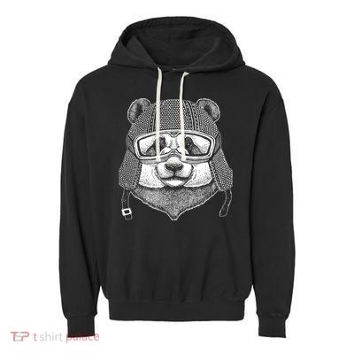 Cool Vintage Panda Aviator Pilot Garment-Dyed Fleece Hoodie