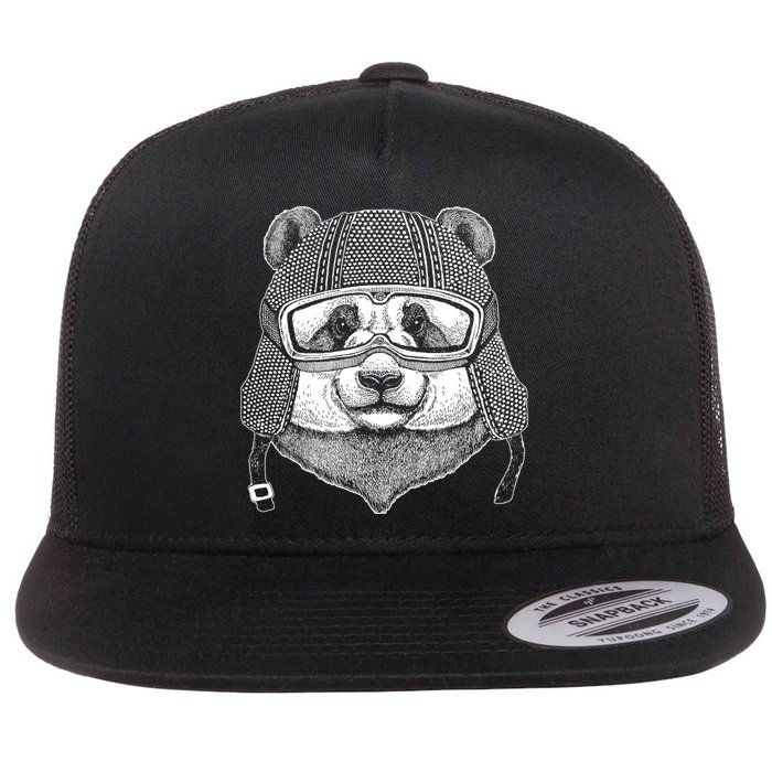Cool Vintage Panda Aviator Pilot Flatbill Hat