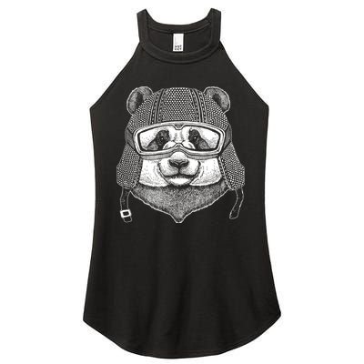 Cool Vintage Panda Aviator Pilot Women's Perfect Tri Rocker Tank