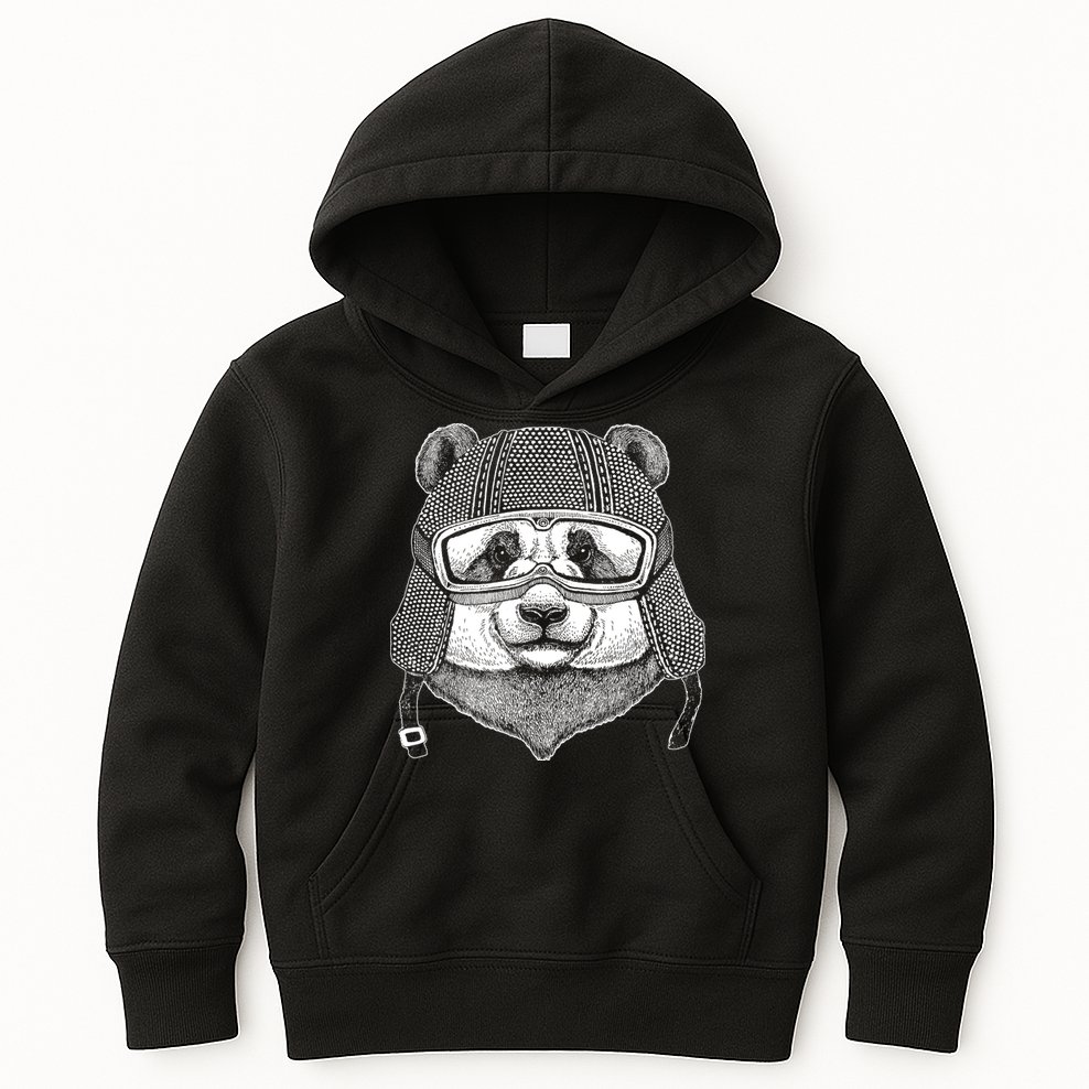 Cool Vintage Panda Aviator Pilot Kids Hoodie