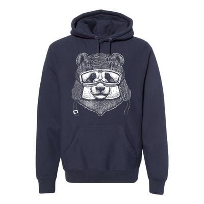 Cool Vintage Panda Aviator Pilot Premium Hoodie