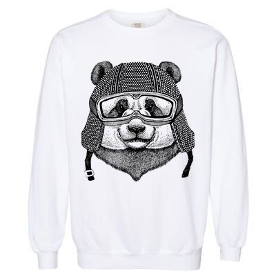 Cool Vintage Panda Aviator Pilot Garment-Dyed Sweatshirt