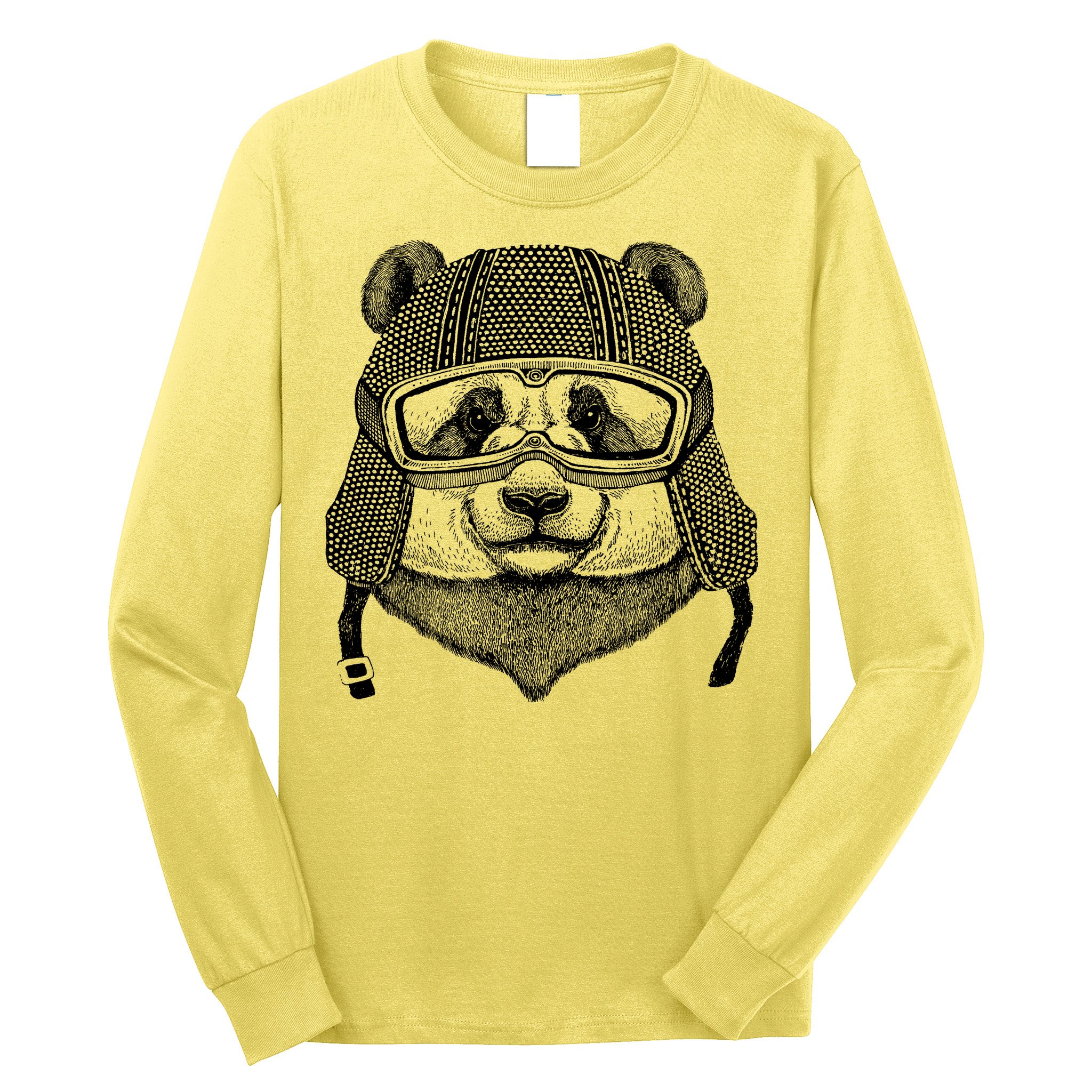 Cool Vintage Panda Aviator Pilot Long Sleeve Shirt