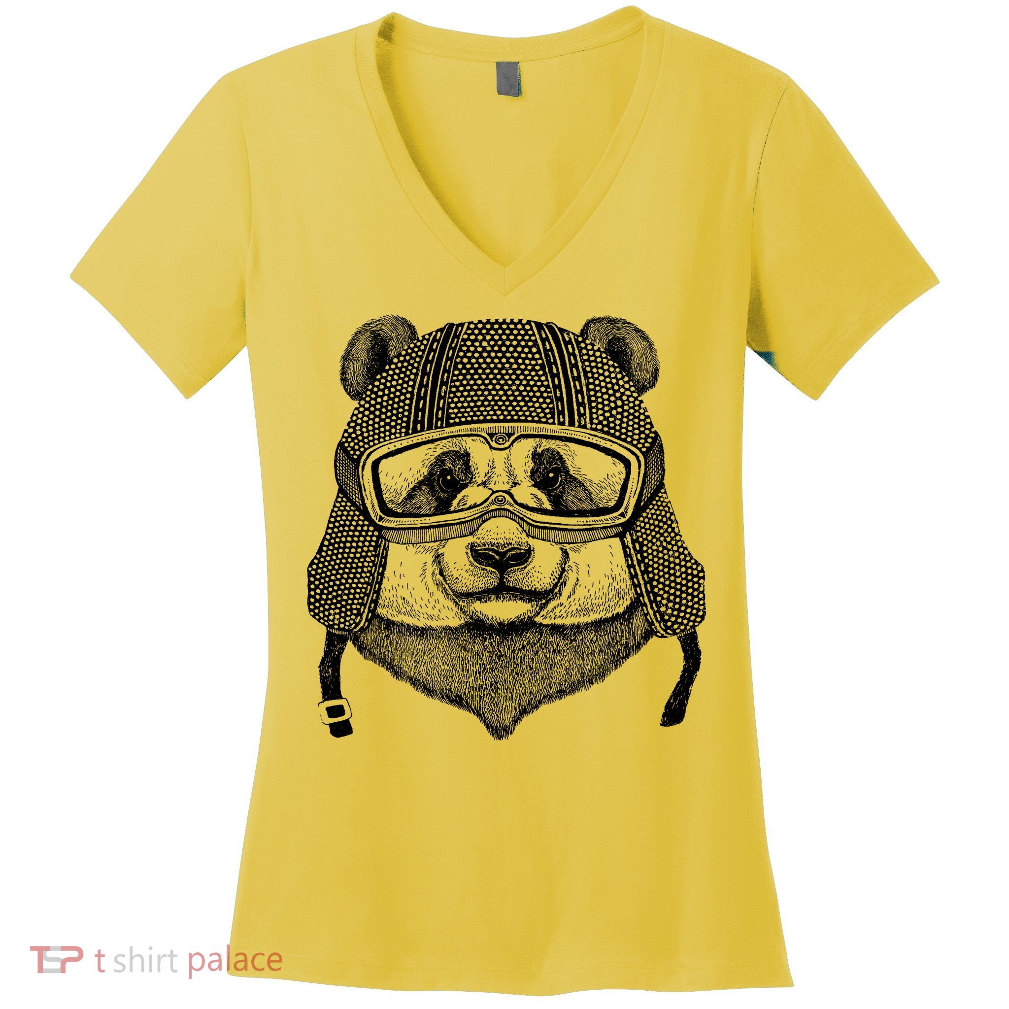Cool Vintage Panda Aviator Pilot Women's V-Neck T-Shirt