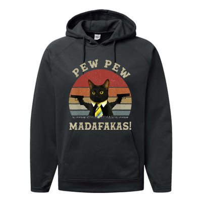 Cat Vintage PewPewPew Madafakas Cat Crazy Pew Vintage Performance Fleece Hoodie