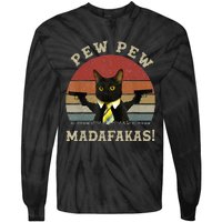 Cat Vintage PewPewPew Madafakas Cat Crazy Pew Vintage Tie-Dye Long Sleeve Shirt