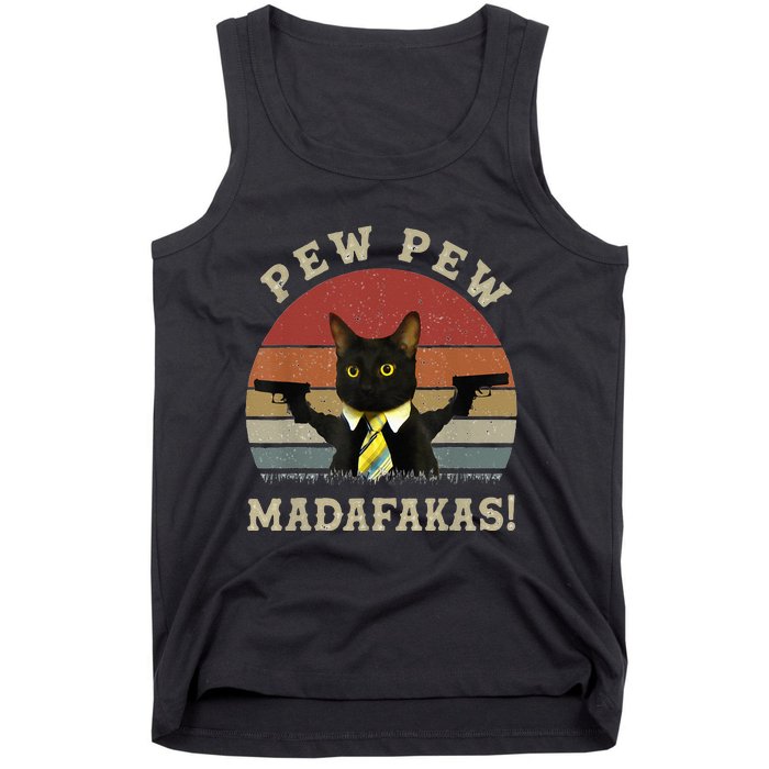 Cat Vintage PewPewPew Madafakas Cat Crazy Pew Vintage Tank Top