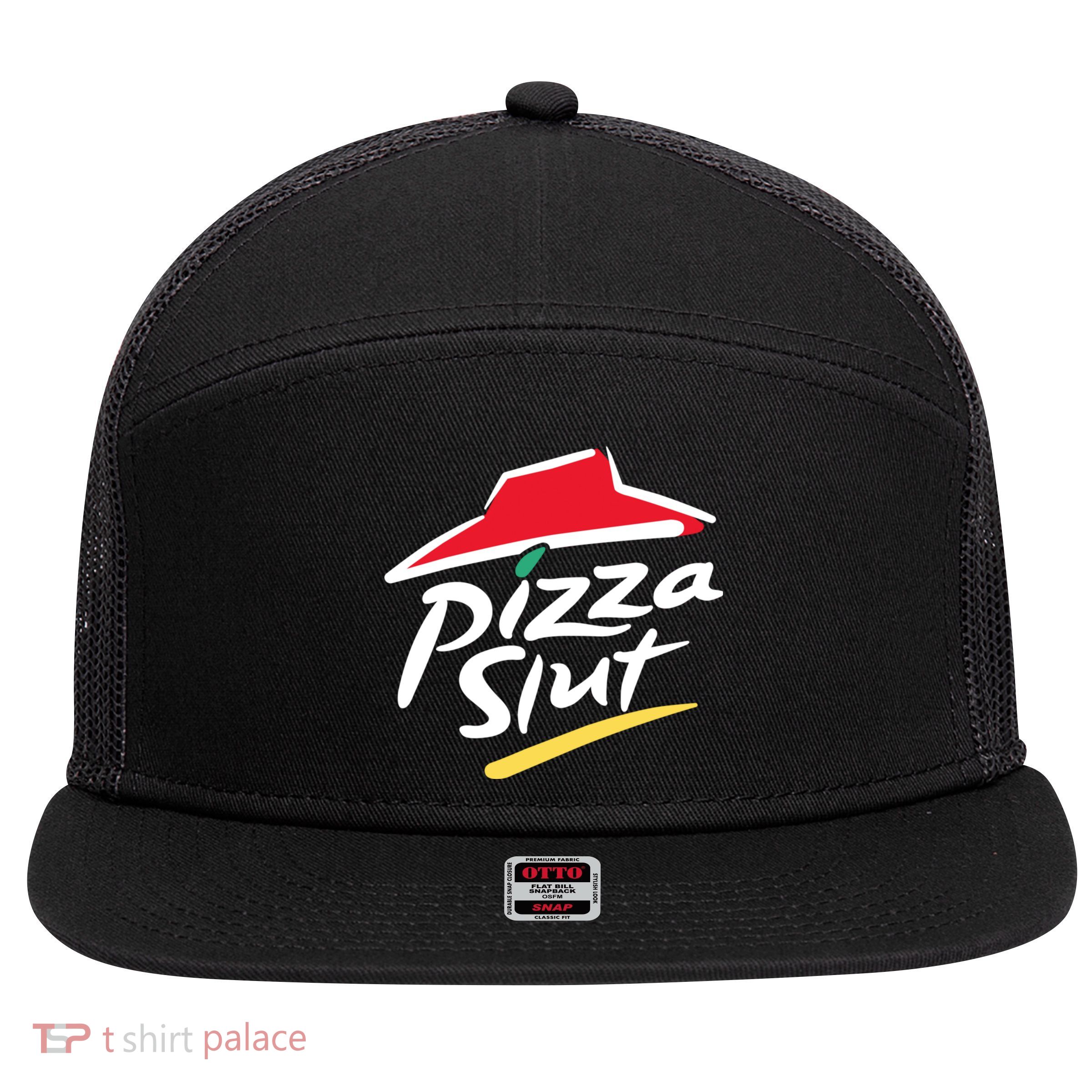 Cool Vintage Pizza Slut For Men And Women 7 Panel Mesh Trucker Snapback Hat