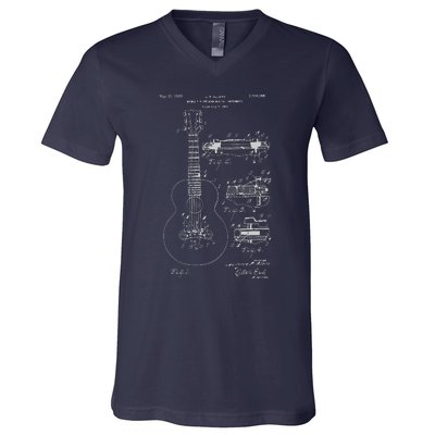 Classic Vintage Patent Print 1955 Guitar Bridge V-Neck T-Shirt