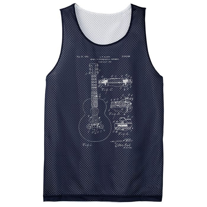 Classic Vintage Patent Print 1955 Guitar Bridge Mesh Reversible Basketball Jersey Tank