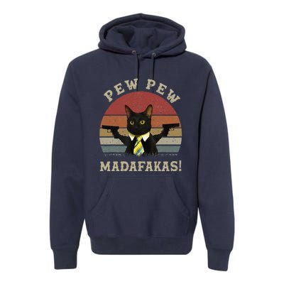 Cat Vintage PewPewPew Madafakas Cat Crazy Pew Vintage Premium Hoodie