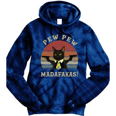 Cat Vintage PewPewPew Madafakas Cat Crazy Pew Vintage Tie Dye Hoodie