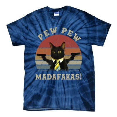 Cat Vintage PewPewPew Madafakas Cat Crazy Pew Vintage Tie-Dye T-Shirt