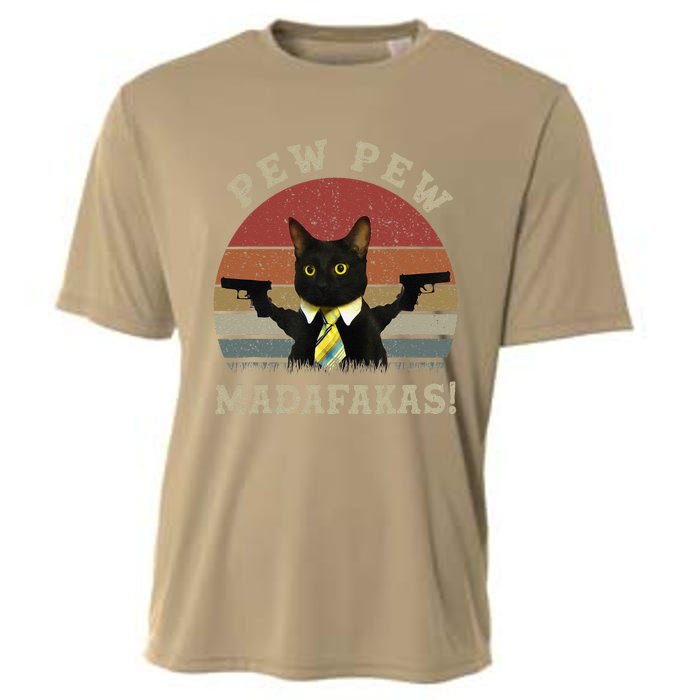 Cat Vintage PewPewPew Madafakas Cat Crazy Pew Vintage Cooling Performance Crew T-Shirt