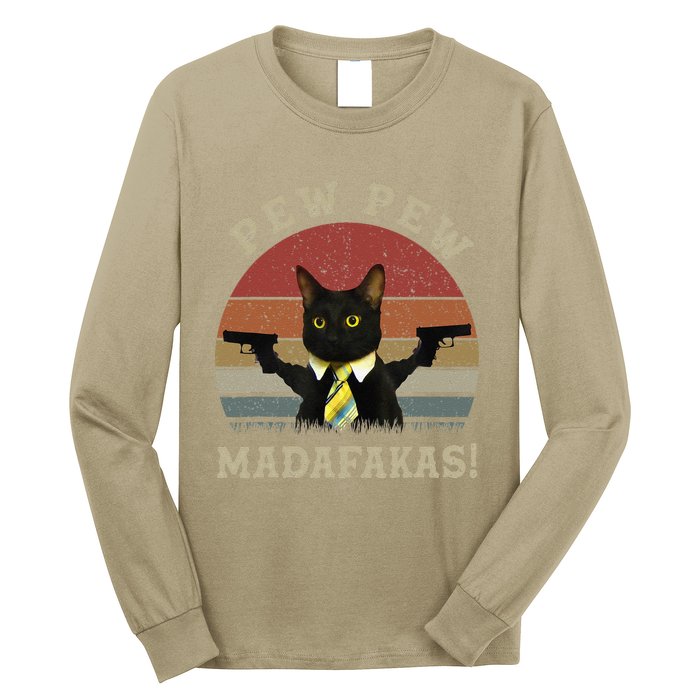 Cat Vintage PewPewPew Madafakas Cat Crazy Pew Vintage Long Sleeve Shirt