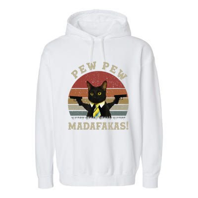 Cat Vintage PewPewPew Madafakas Cat Crazy Pew Vintage Garment-Dyed Fleece Hoodie