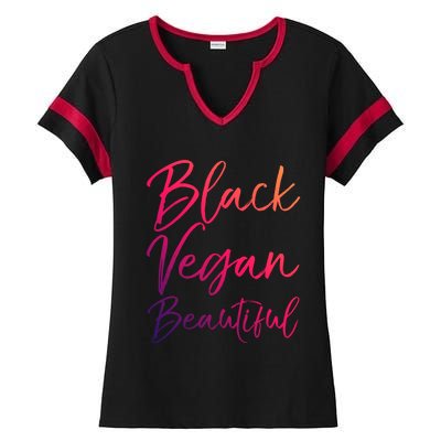 Cute Vegan Quote Funny Vegetarian Gift Black Vegan Beautiful Gift Ladies Halftime Notch Neck Tee