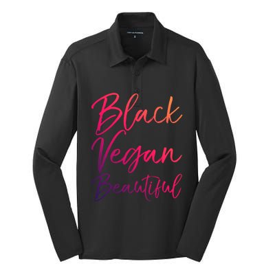 Cute Vegan Quote Funny Vegetarian Gift Black Vegan Beautiful Gift Silk Touch Performance Long Sleeve Polo