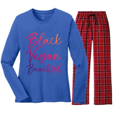 Cute Vegan Quote Funny Vegetarian Gift Black Vegan Beautiful Gift Women's Long Sleeve Flannel Pajama Set 