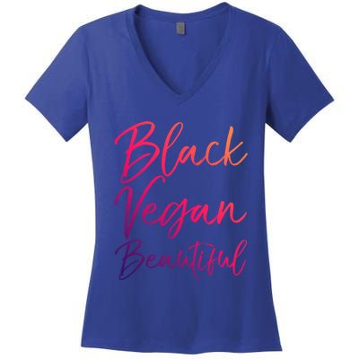 Cute Vegan Quote Funny Vegetarian Gift Black Vegan Beautiful Gift Women's V-Neck T-Shirt