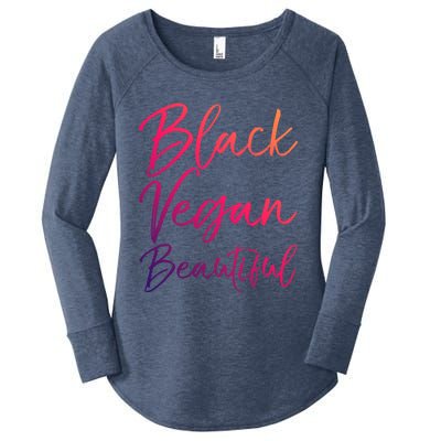 Cute Vegan Quote Funny Vegetarian Gift Black Vegan Beautiful Gift Women's Perfect Tri Tunic Long Sleeve Shirt