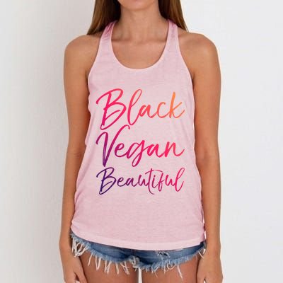 Cute Vegan Quote Funny Vegetarian Gift Black Vegan Beautiful Gift Women's Knotted Racerback Tank