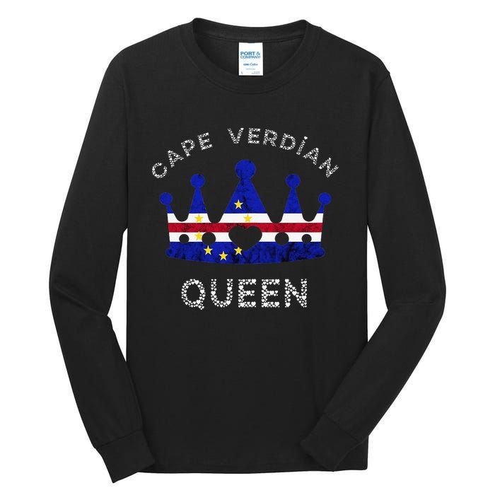 Cape Verde Queen Cape Verdean Pride Cape Verdean Crown Tall Long Sleeve T-Shirt