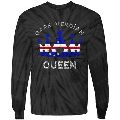 Cape Verde Queen Cape Verdean Pride Cape Verdean Crown Tie-Dye Long Sleeve Shirt