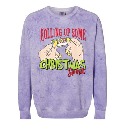 Christmas Vibes Rolling Up Some Christmas Spirit Gift Colorblast Crewneck Sweatshirt