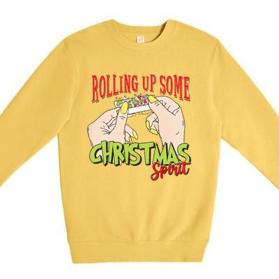 Christmas Vibes Rolling Up Some Christmas Spirit Gift Premium Crewneck Sweatshirt