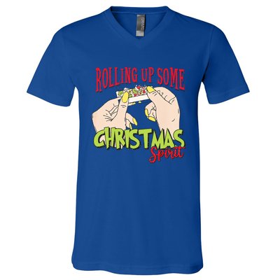 Christmas Vibes Rolling Up Some Christmas Spirit Gift V-Neck T-Shirt