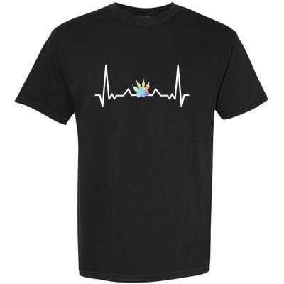 Cute Veterinarian Rainbow Paw Heartbeat Vet Tech Cool Gift Garment-Dyed Heavyweight T-Shirt