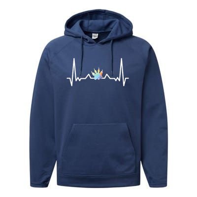 Cute Veterinarian Rainbow Paw Heartbeat Vet Tech Cool Gift Performance Fleece Hoodie