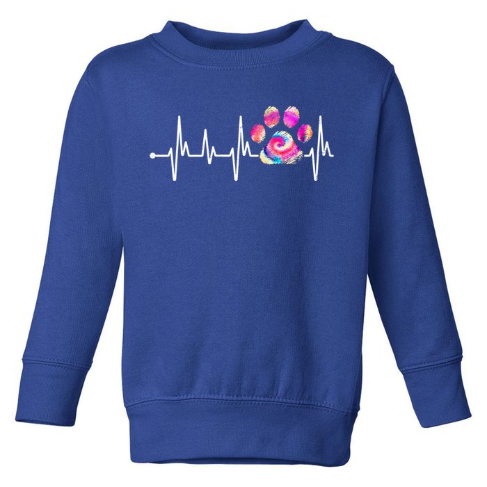 Cute Veterinarian Rainbow Paw Print Heartbeat Vet Tech Cute Gift Toddler Sweatshirt