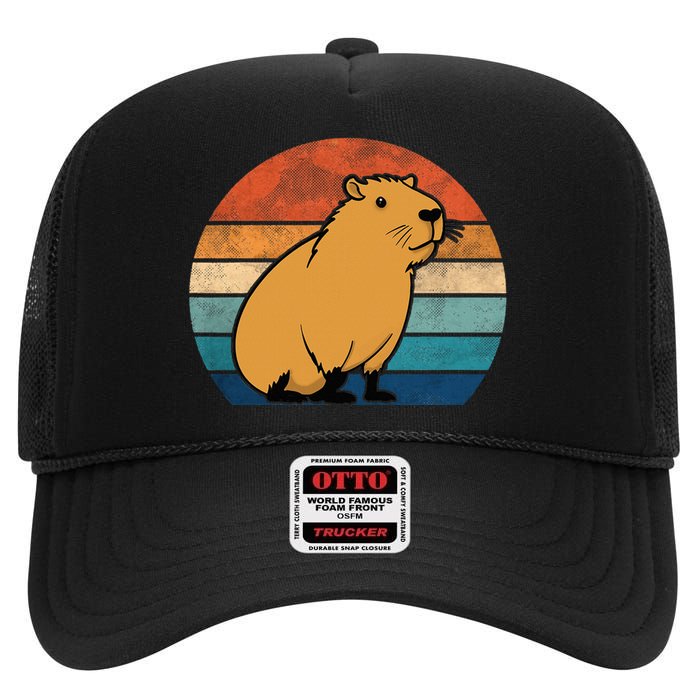 Capybara Vintage Rodent Funny Capybara High Crown Mesh Back Trucker Hat