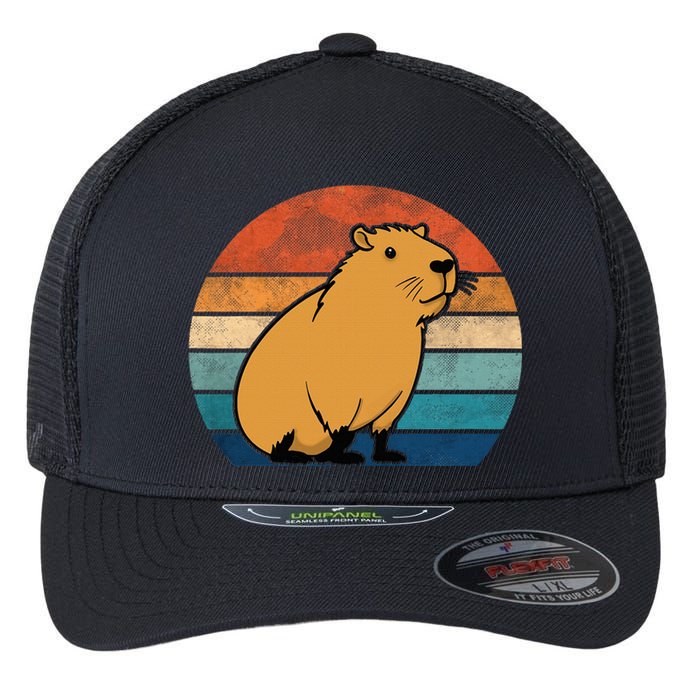 Capybara Vintage Rodent Funny Capybara Flexfit Unipanel Trucker Cap