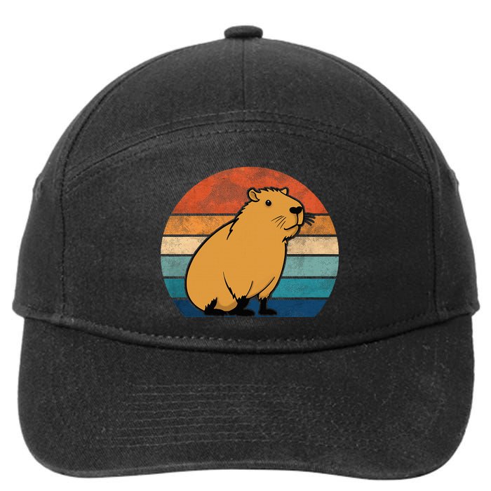 Capybara Vintage Rodent Funny Capybara 7-Panel Snapback Hat