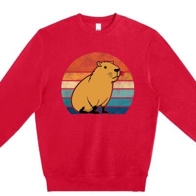 Capybara Vintage Rodent Funny Capybara Premium Crewneck Sweatshirt