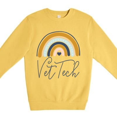 Cute Veterinarian Rainbow Paw Print Heartbeat Vet Tech Cool Gift Premium Crewneck Sweatshirt