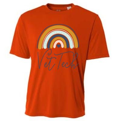 Cute Veterinarian Rainbow Paw Print Heartbeat Vet Tech Cool Gift Cooling Performance Crew T-Shirt